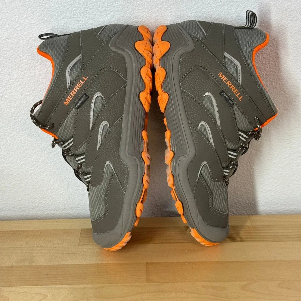 Merrell Chameleon 7 Mid ACS Hiking Boots Kids Grey Orange MK262177 Size 7M